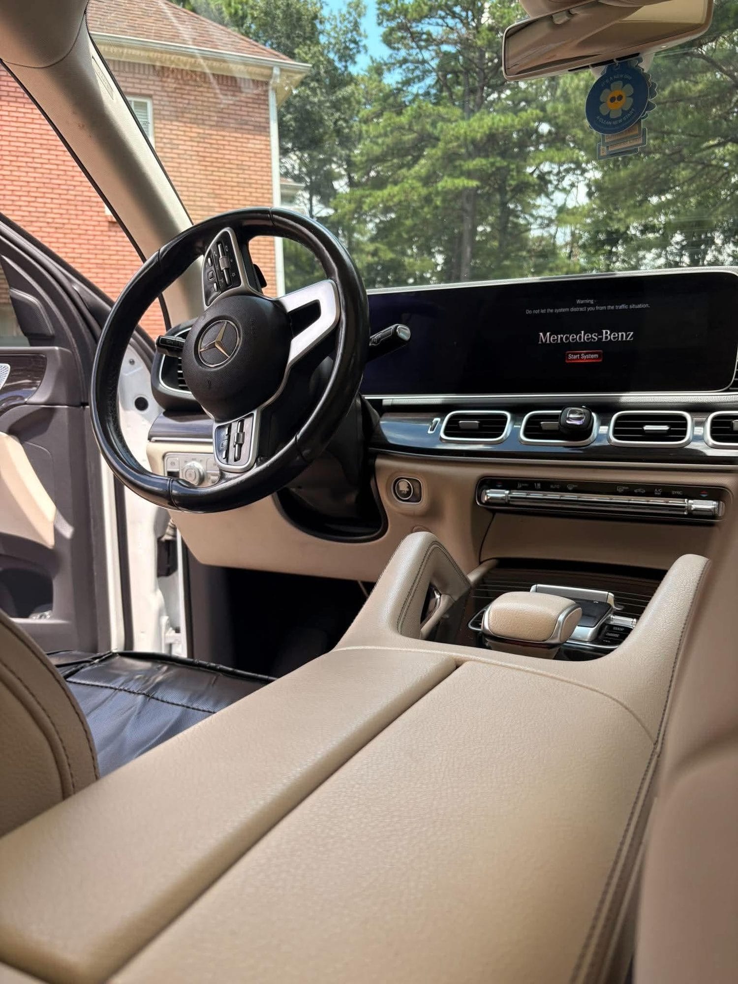 Mercedes-Benz interior with beige leather after a full detail